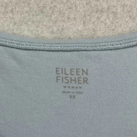 EILEEN FISHER Tank Top 3X Stretch Organic Cotton Jersey Scoop Neck Blue USA - Picture 5 of 12